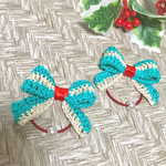 クリスマス風リボンのヘアゴム(2個set)