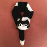 【キッズ用】毛糸の手編みの猫マフラー*はちわれ猫ver*