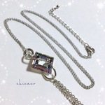SALE♥SWAROVSKI🔲スクエアのフリンジネックレス ヴィトラルライト