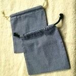チェック柄 きんちゃく袋💙２枚セット