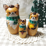 小粋なキツネマトリョーシカ＊ハンチング帽とチェックのマフラー