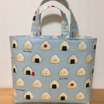 かわいいおにぎり柄ミニトートバッグ＊ライトブルー