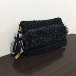 期間限定クリスマスSALE  ズパゲッティファー付きクラッチバッグ ブラック