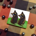 原画◉シンクロ猫（黒猫）のイラスト◉絵◉絵画◉アート
