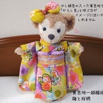 一越ちりめん*梅と桜(黄色)　ヌイグルミ用お振袖セット（シェリーメイＳサイズモデルコスチューム）