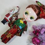 ミディブライス用　クリスマス柄の着物2 赤系