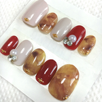 べっ甲ネイル♡ボルドー♡ネイルチップ♡