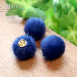6個セット☆ネイビー　15mm　ファーボールチャーム