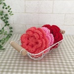 3個セット＊お花のエコたわし （朱＆桃＆サンゴ）