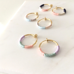 フランス刺繍糸フープイヤリング/Small（LAVENDER×MINT×CORAL PINK）~Lustrini~