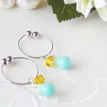 【￥300】ブルードロップ＆イエロー・ノンホールピアス