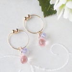 【￥300】ピンクドロップ＆カラーチェンジブルー・ノンホールピアス