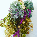 石榴＆紫陽花はじめ全15種類の花材のスワッグ