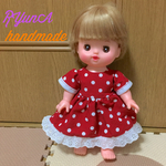 フリル付き水玉ワンピース