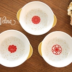 和柄 ❁ゴールド&朱紅のグラタン皿・取り鉢