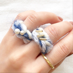  knitRING-double【white.blue】2本指用変形ニットの指輪