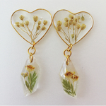 押し花レジンハート イヤリングorピアス