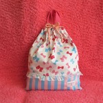 体操着袋サイズ☆持ち手付きリボンいっぱい巾着(大)