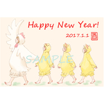2017イラスト年賀状 酉年5枚セットB