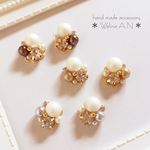 マットパールとビジュー ピアス/イヤリング