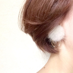 ミンクファーのピアス オフホワイト