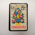 アメリカ　クリスマス切手ブローチ1753