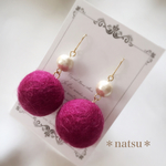 SALE‼️ポンポン羊毛フェルト（紫）ピアス♡イヤリング
