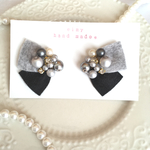 あったか♡フェルトパールピアス(グレー×ブラック)♡送料込み