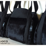 SIOCO・Fermoシリーズ  11号帆布×フェイクファー  ブラック 秋冬　もふもふフサフサ　 ミニマム 小さなバッグ　クリスマス