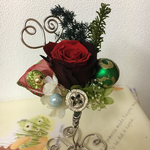 ワイヤースタンドの花束  クリスマス  段染めの赤