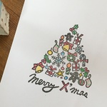 にぎやかツリーのクリスマスはんこ