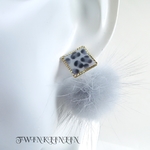 ヒョウ柄とミンクファーのピアス