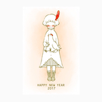 【酉年2017年賀状】ニワトリと少女（3枚セット）