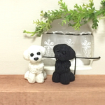 ★ 白黒トイプードル わんちゃん 樹脂粘土★