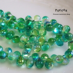 7*5mm  green*yellow green ドロップ チェコビーズ 40個