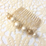 【再販2】コットンパールと華やか透かしビーズのヘアコーム