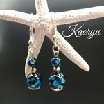 ピアス ☆蛍玉 Blue ２連☆ 【金属アレルギー対応】