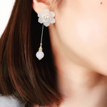 フロストフラワーピアス♡ロングビーズ付き