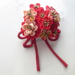 つまみ細工 正絹の華やかコームと