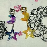 🌙moon＆star🌟 べっこう風イヤーカフ
