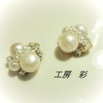 淡水パールと大粒スワロのゴージャスピアス・イヤリング