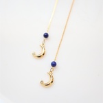 クリスタル♡ムーン（三日月）とラピスラズリ4（AAA）☆華奢なロングチェーン♡ピアス・イヤリング♪～6サイズセレクト♪【K18・K14GF/14kgf対応】