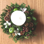 木の実とグリーンのキャンドルベース（リース）