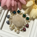 パールビジューベース×ミンクファーピアス