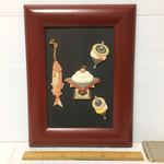 木製額 正絹 押し絵 壁飾り 正月 鏡餅 着物地