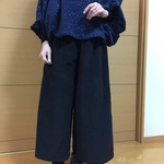 マキシパンツ　コーデュロイ生地　ブラック