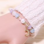 《三日月/ルナ》ゆらゆら揺れる 三日月チャームの天然石 ブレスレット  ルナ アクセサリー