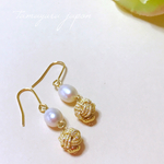 【再販】真珠と水引のピアス ゴールド