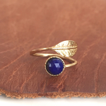 Lapis lazuli and leaves ring