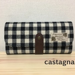 【受注製作】長財布＊先染めチェック黒b＊
